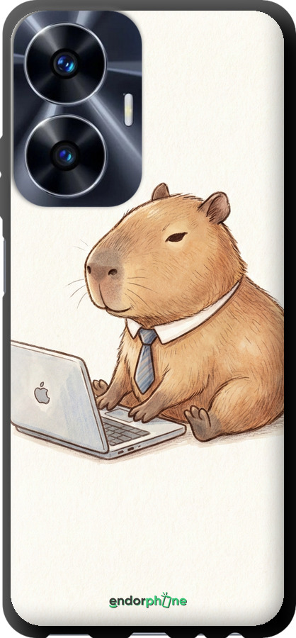 TPU чехол Funny Capybara CEO Working для Realme C55 - 6777b-2992 изображение 