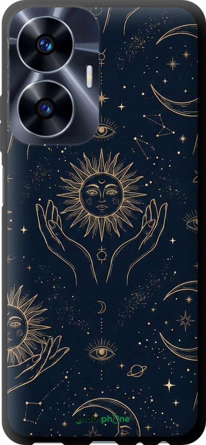 TPU чехол Celestial Harmony: Sun & Moon Gold Mystic Pattern для Realme C55 - 6778b-2992 изображение 