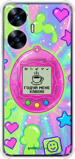 Силіконовий протиударний с посиленими кутами чохол 'Y2K Aesthetic Retro Pet: Годуй мене кавою' для Realme C55 зображення 3