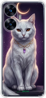 Силикон с усиленными углами чехол Mystic White Cat Gothic Dark Purple Gold для Realme C55 - 6805sp-2992 изображение 