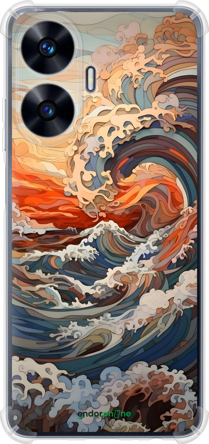 Силикон с усиленными углами чехол Арт волны для Realme C55 - 6324sp-2992 изображение 