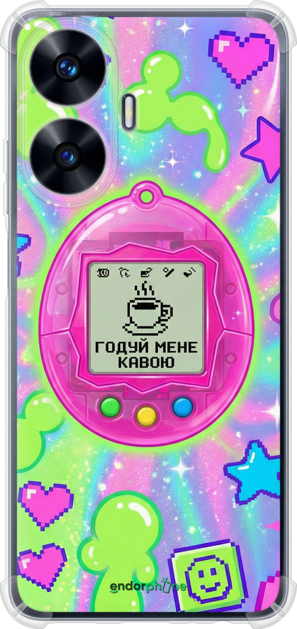 Силіконовий протиударний с посиленими кутами чехол Y2K Aesthetic Retro Pet: Годуй мене кавою для Realme C55 - 6784sp-2992 изображение 