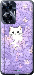 Силіконовий чехол Котик в цветах для Realme C55 - 6390u-2992 изображение 