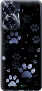 Силиконовый чехол С синими отпечатками лап для Realme C55 - 6441u-2992 изображение 