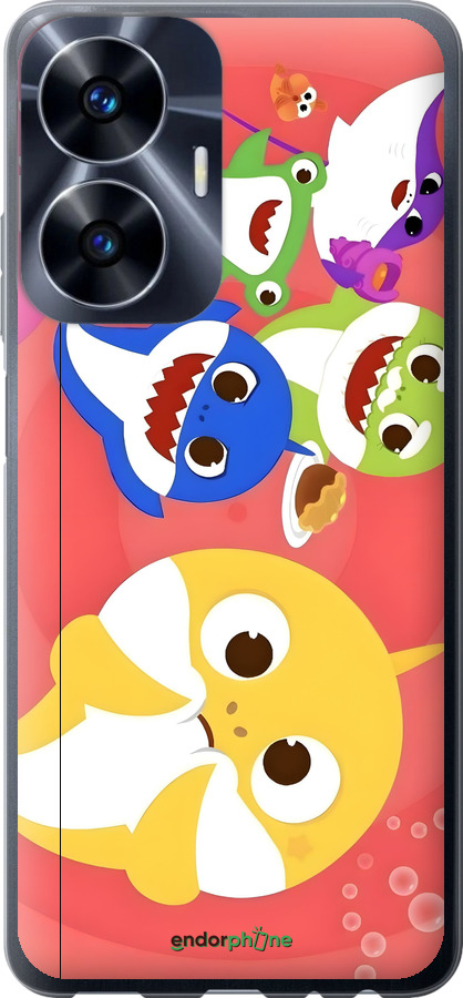 Силиконовый чехол Бейби Шаркс для Realme C55 - 6305u-2992 изображение 