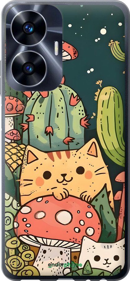 Силиконовый чехол Коты грибы для Realme C55 - 6321u-2992 изображение 