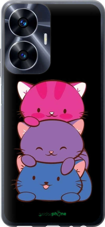 Силиконовый чехол Милые кошки для Realme C55 - 6518u-2992 изображение 