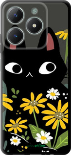 TPU чехол Черный кот с цветами для Realme C61 - 6448b-3781 изображение 