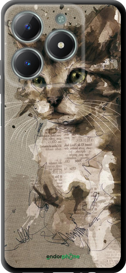 TPU чехол Котёнок из пятен и линий для Realme C61 - 119b-3781 изображение 