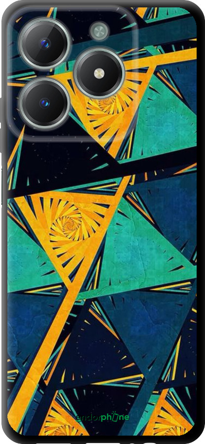 TPU чехол Арт, абстракция, желтый, синий для Realme C61 - 5382b-3781 изображение 