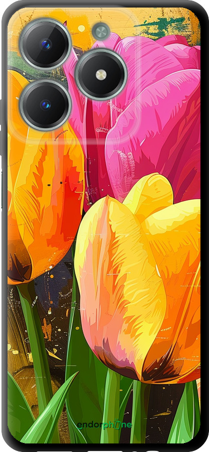 TPU чехол Нарисованные тюльпаны для Realme C61 - 5990b-3781 изображение 