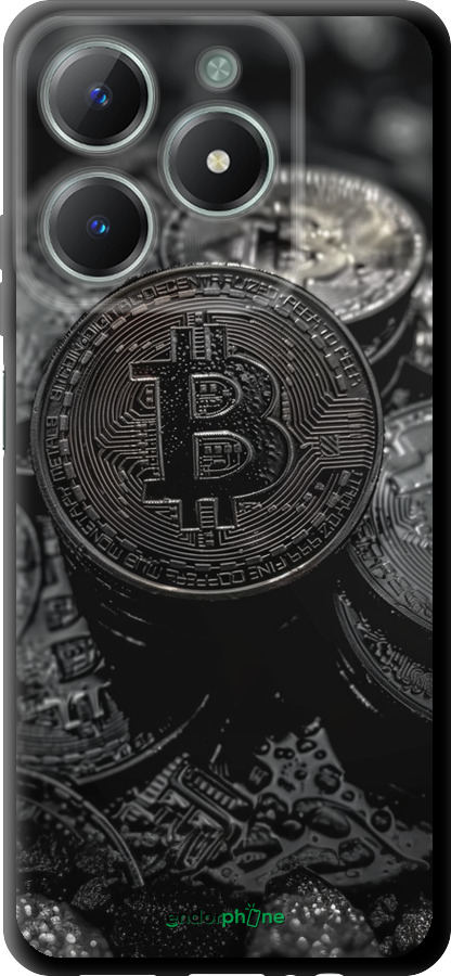 TPU чехол Black Bitcoin для Realme C61 - 6090b-3781 изображение 