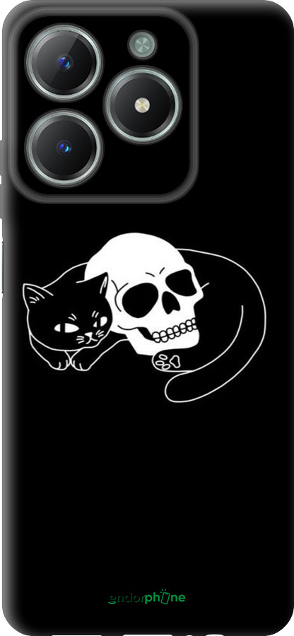 TPU чехол С изображением кота и черепа для Realme C61 - 6491b-3781 изображение 