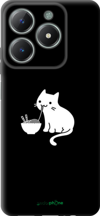 TPU чехол С милым котом на черном фоне для Realme C61 - 6528b-3781 изображение 