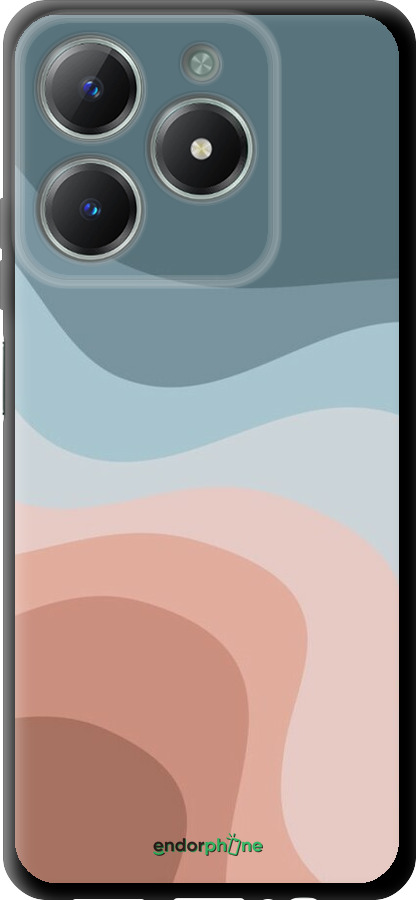 TPU чехол С синими и розовыми волнами в стиле ретро для Realme C61 - 6532b-3781 изображение 