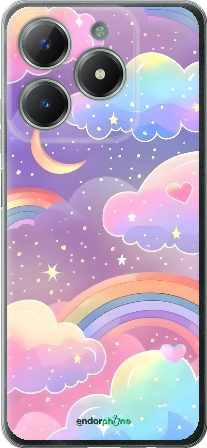Силиконовый чехол Облака и радуга для Realme C61 - 6312u-3781 изображение 