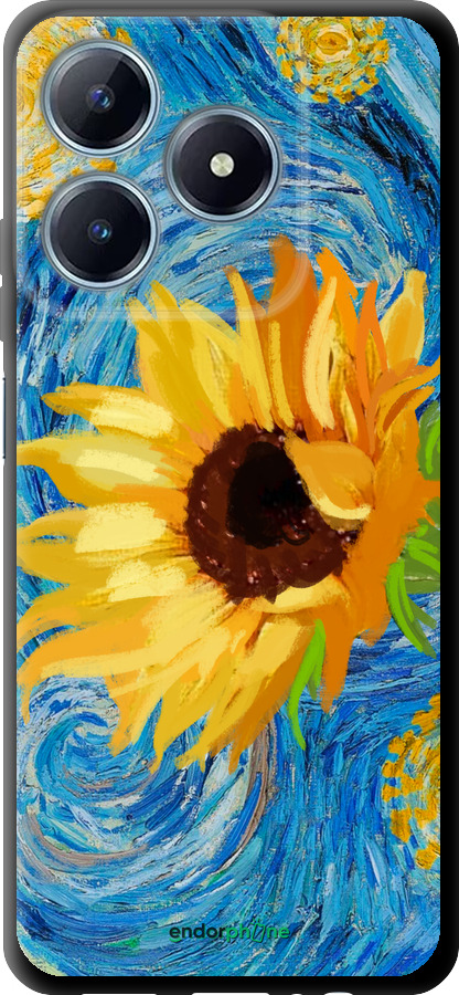 TPU чехол Цветы желто-голубые для Realme Narzo N63 - 5308b-3852 изображение 