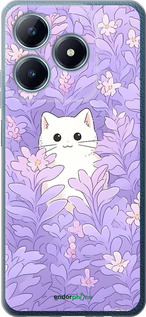 Силіконовий чехол Котик в цветах для Realme Narzo N63 - 6390u-3852 изображение 