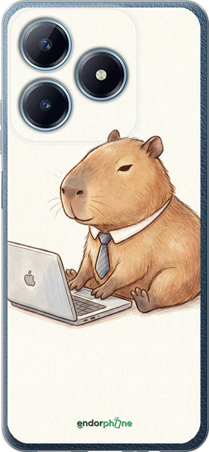 Силиконовый чехол Funny Capybara CEO Working для Realme C63 4G - 6777u-3745 изображение 