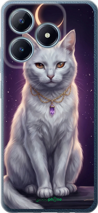 Силиконовый чехол Mystic White Cat Gothic Dark Purple Gold для Realme C63 4G - 6805u-3745 изображение 