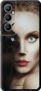 TPU чехол Взгляд женщины и кошки для Realme C65 4G - 4041b-3719 изображение 