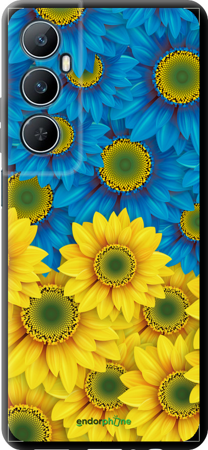 TPU чехол Жёлто-голубые цветы для Realme C65 4G - 1048b-3719 изображение 