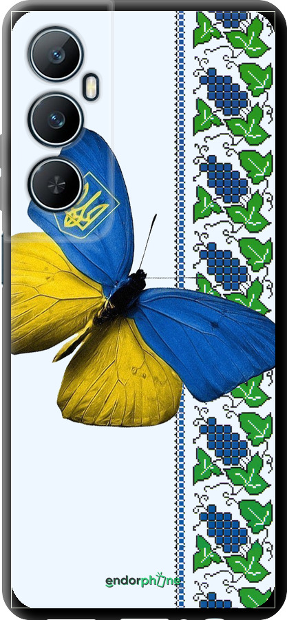 TPU чехол Желто-голубая бабочка для Realme C65 4G - 1054b-3719 изображение 