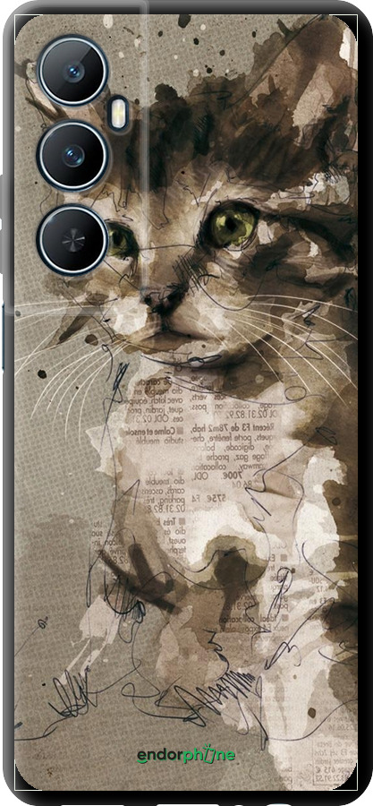TPU чехол Котёнок из пятен и линий для Realme C65 4G - 119b-3719 изображение 