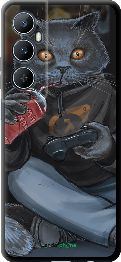 TPU чехол gamer cat для Realme C65 4G - 4140b-3719 изображение 