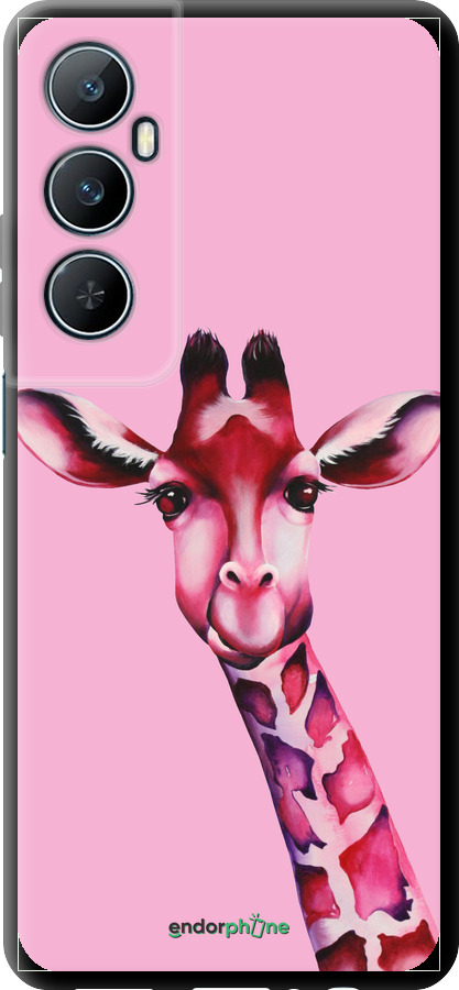 TPU чехол Розовая жирафа для Realme C65 4G - 4441b-3719 изображение 