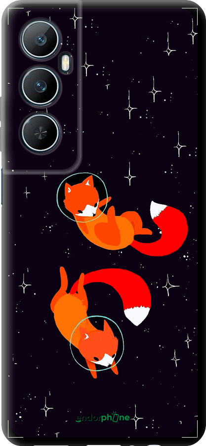 TPU чехол Лисички в космосе для Realme C65 4G - 4519b-3719 изображение 