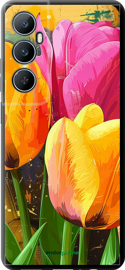 TPU чехол Нарисованные тюльпаны для Realme C65 4G - 5990b-3719 изображение 