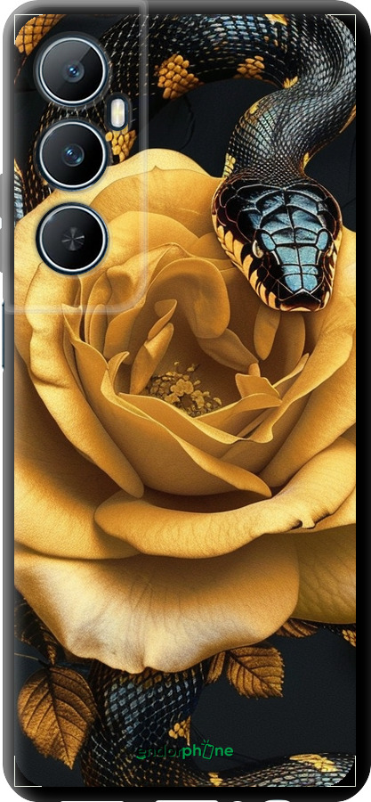 TPU чехол Black snake and golden rose для Realme C65 4G - 6068b-3719 изображение 