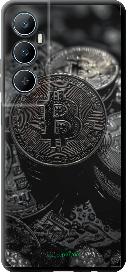 TPU чехол Black Bitcoin для Realme C65 4G - 6090b-3719 изображение 