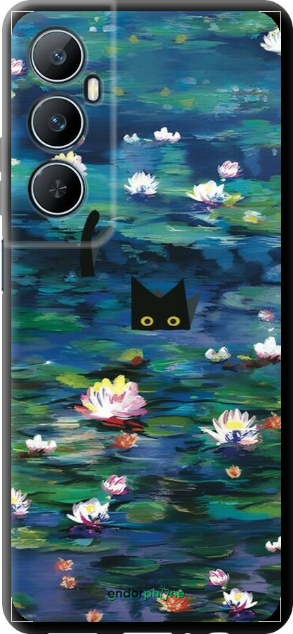 TPU чехол с изображением водяных лилий и кошек для Realme C65 4G - 6257b-3719 изображение 