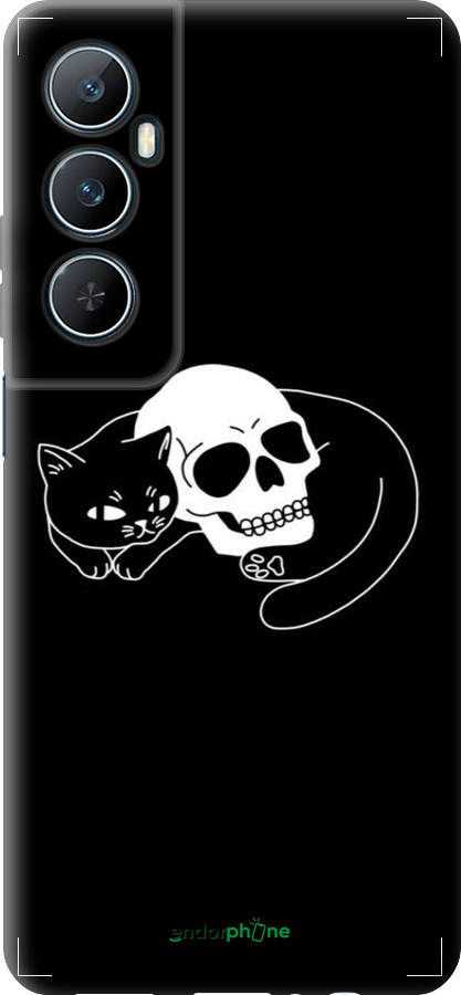 TPU чехол С изображением кота и черепа для Realme C65 4G - 6491b-3719 изображение 