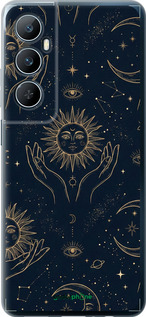 Силиконовый чехол Celestial Harmony: Sun & Moon Gold Mystic Pattern для Realme C65 4G - 6778u-3719 изображение 