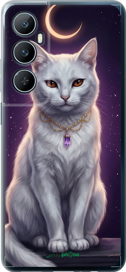 Силіконовий чехол Mystic White Cat Gothic Dark Purple Gold для Realme C65 4G - 6805u-3719 изображение 