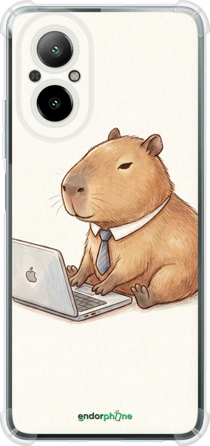 Силіконовий протиударний с посиленими кутами чехол Funny Capybara CEO Working для Realme C67 4G - 6777sp-3648 изображение 