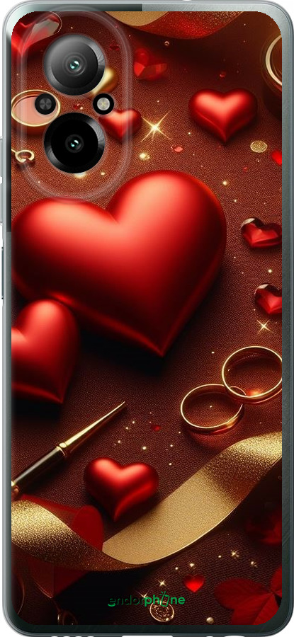Силиконовый чехол Сердечки v3 для Realme C67 4G - 5833u-3648 изображение 