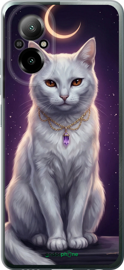 Силиконовый чехол Mystic White Cat Gothic Dark Purple Gold для Realme C67 4G - 6805u-3648 изображение 