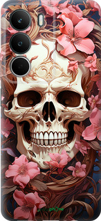 Силіконовий чехол Череп у рожевих квітах для Realme C71 - 5965u-4089 изображение 