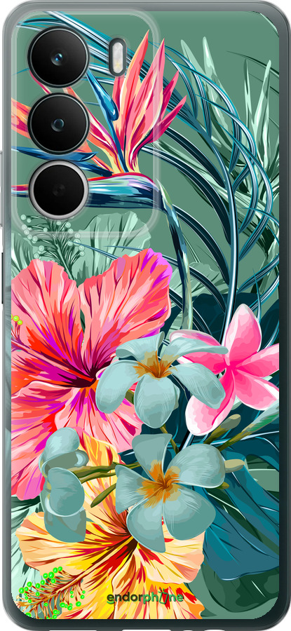 Силиконовый чехол Тропические цветы v1 для Realme C71 - 4667u-4089 изображение 