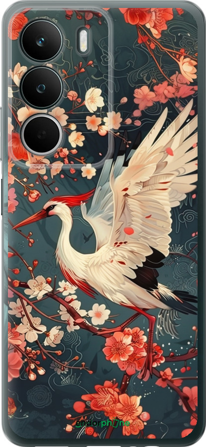 Силиконовый чехол Сакура и аист для Realme C71 - 6108u-4089 изображение 