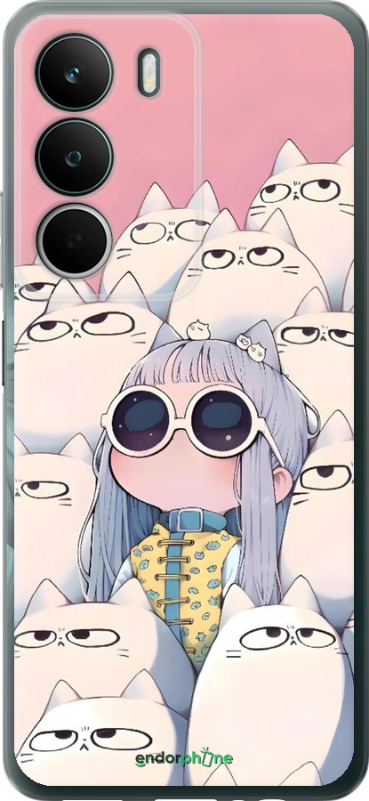 Силиконовый чехол Малышка с котами для Realme C71 - 6295u-4089 изображение 