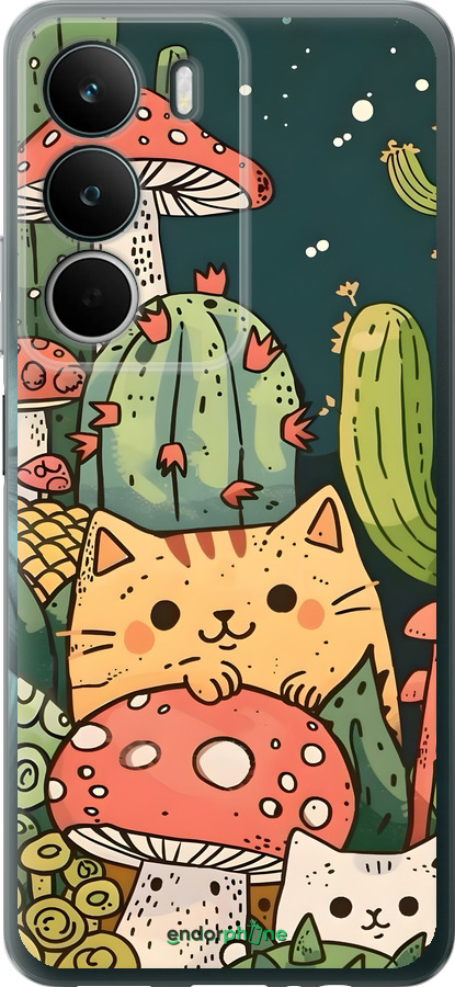Силиконовый чехол Коты грибы для Realme C71 - 6321u-4089 изображение 