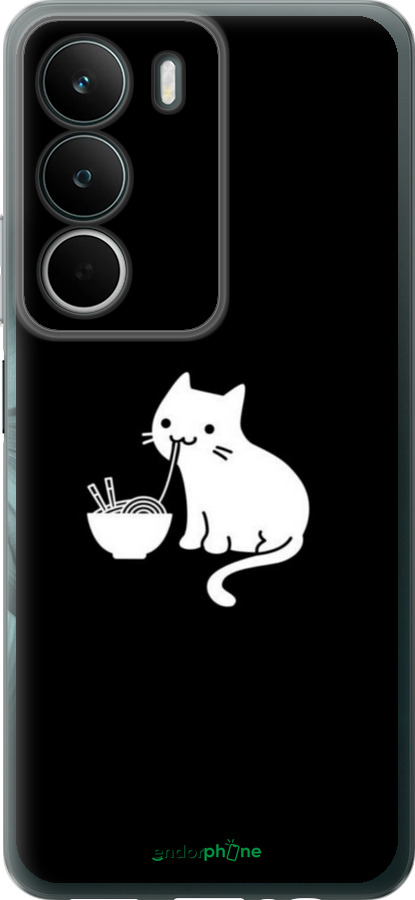 Силиконовый чехол С милым котом на черном фоне для Realme C71 - 6528u-4089 изображение 