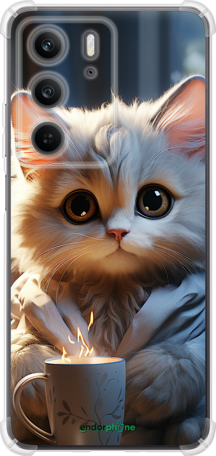 Силикон с усиленными углами чехол White cat для Realme C75x - 5646sp-4506 изображение 