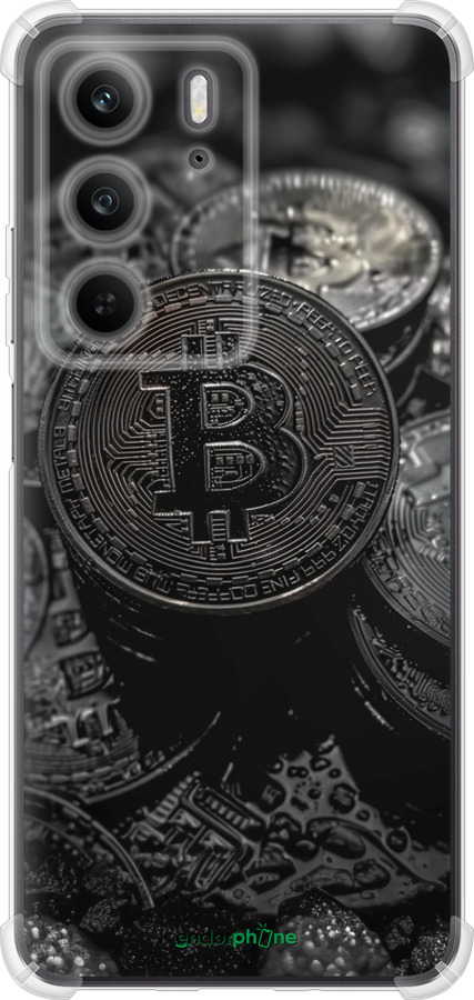 Силикон с усиленными углами чехол Black Bitcoin для Realme C75x - 6090sp-4506 изображение 