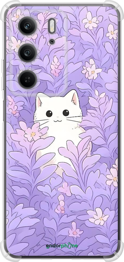 Силикон с усиленными углами чехол Котик в цветах для Realme C75x - 6390sp-4506 изображение 